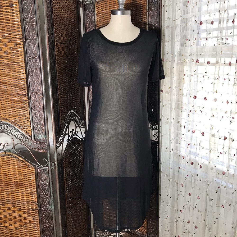 Caution To The Wind Sheer Black Short Sleeve Dress